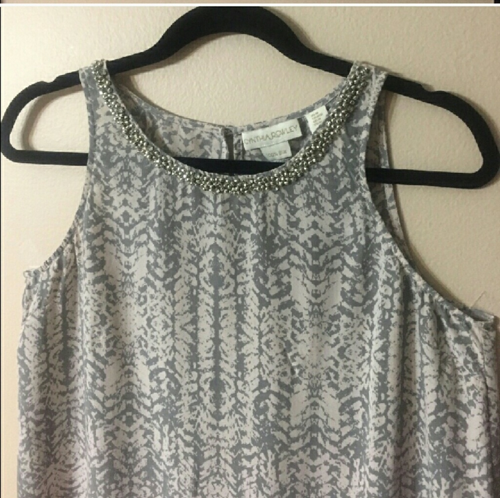 CYNTHIA ROWLEY Silk Top with Embellished Collar